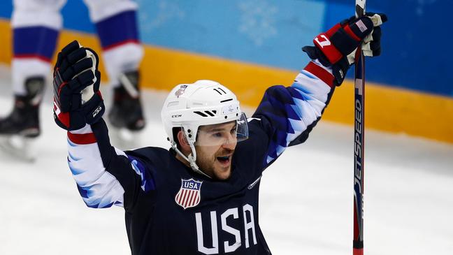 Vienna's Garrett Roe scores as USA beats Slovakia to advance to Olympic quarterfinals