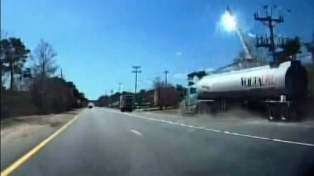 Watch as semi truck obliterates utility pole in Massachusetts
