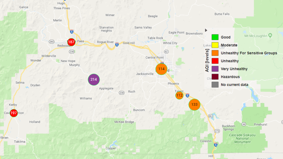 fires near medford oregon map Air Quality Advisory Issued In Southern Oregon For Smoke From fires near medford oregon map