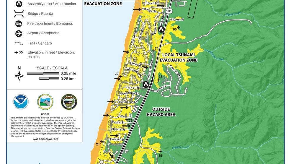 Tsunami Evacuation Maps Outline Safe Routes On Oregon And Washington Lincoln Beach Tsunami Evacuation Brochure 04 22 2017