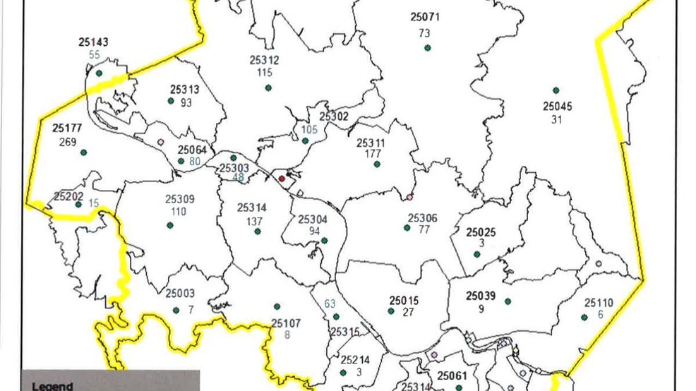 Kanawha County Zip Code Map